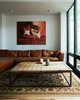 Modern home with Living Room and Sectional. Art work is strategically incorporated. Photo 4 of Williamsburg Rowhouse