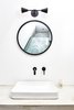 Modern home with Bath Room, Vessel Sink, Wall Lighting, and Concrete Counter. Bath vanity with Kohler sink, matte black fixtures by Delta and Triple Seven Home. Poured in place concrete sink by us. Photo 9 of Lokal A-Frame
