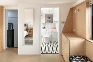 A glimpse into the bathroom connected to the bedroom.