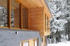 Modern home with Exterior, Wood Siding Material, Cabin Building Type, and House. exterior details: brick and wood slats Photo 3 of Eels Lake Cottage