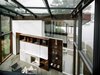 Modern home with Office, Limestone Floor, Lamps, Chair, and Library Room Type. Fireplace Photo 15 of Fall House