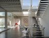 Modern home with Staircase, Metal Railing, Glass Railing, and Metal Tread. Living area Photo 13 of Tehama Grasshopper