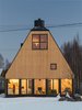 Modern home with Exterior, House Building Type, Shed RoofLine, Wood Siding Material, and Metal Roof Material. front facade Photo 4 of House by the sea by AB CHVOYA