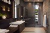 Modern home with Bath Room, One Piece Toilet, Engineered Quartz Counter, Porcelain Tile Wall, Ceiling Lighting, Drop In Sink, Open Shower, and Porcelain Tile Floor. Master bath with open concept shower Photo 9 of New Perspective