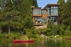 Modern home with Exterior, Metal Roof Material, Flat RoofLine, House, and Metal Siding Material. Exterior view of house from Deschutes River Photo 3 of DESCHUTES House