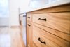 Modern home with Kitchen and Wood Cabinet. Custom cabinetry done by Bostonian Woodworking Photo of Transitional Farmhouse Kitchen