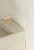 Modern home with Bath Room, One Piece Toilet, Freestanding Tub, Ceramic Tile Floor, Drop In Sink, Ceramic Tile Wall, Open Shower, and Ceiling Lighting. Custom-made sink | bathroom Photo 18 of A-PLACE by Thisispaper Studio
