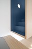 Modern home with Staircase, Wood Tread, and Wood Railing. Detail of the stairs, the blue MDF inside Photo 4 of Into the Woods