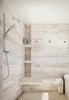 Modern home with Bath Room, Open Shower, and Stone Tile Wall. Master bath. Photo 19 of Renton Hill House