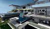 Modern home with Outdoor, Swimming Pools, Tubs, Shower, Infinity Pools, Tubs, Shower, Lap Pools, Tubs, Shower, Large Patio, Porch, Deck, Metal Patio, Porch, Deck, and Concrete Pools, Tubs, Shower. Back side with 2 pools of our Magnificent Cantilever Home Photo of Magnificent Cantilever Home For Ocean View Living