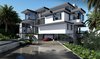 Modern home with Exterior, Flat RoofLine, House Building Type, Stone Siding Material, and Concrete Siding Material. Entrance of our Magnificent Cantilever Home Photo 2 of Magnificent Cantilever Home For Ocean View Living