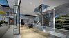Modern home with Staircase, Concrete Tread, Metal Railing, and Stone Tread. Main level stair case to bedrooms of our Magnificent Cantilever Home Photo 17 of Magnificent Cantilever Home For Ocean View Living