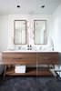 Modern home with Bath Room, Subway Tile Wall, Pendant Lighting, Engineered Quartz Counter, Ceramic Tile Floor, Ceiling Lighting, Undermount Sink, and Enclosed Shower. Tex floor tile from Mutina, Custom walnut vanity, Bocci 21.5 pendant Photo 17 of Beatty Street Loft