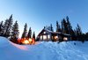 Modern home with Exterior, Cabin Building Type, Stone Siding Material, Stucco Siding Material, House Building Type, Metal Roof Material, and Shed RoofLine. Winter View Photo 7 of Smith Cabin Aspen