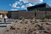 Modern home with Exterior, Flat RoofLine, House Building Type, Concrete Siding Material, Stone Siding Material, Stucco Siding Material, Metal Roof Material, and Metal Siding Material. front exterior steps Photo 4 of The Rubber Ducky Trail House