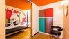 Modern home with Bedroom, Medium Hardwood Floor, Ceiling Lighting, Bed, Wall Lighting, Accent Lighting, Night Stands, and Chair. Kids Bed room, mural copy, rebuilt cabinets, all 2017 Photo 2 of Corbusier Re-Renovation Berlin