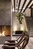 Modern home with Living Room, Ceiling Lighting, Chair, Light Hardwood Floor, and Corner Fireplace. The fireplace creates an interesting game of lights and shadows Photo 3 of Apartment in Ahuehuetes Norte