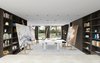 Modern home with Office, Shelves, Study Room Type, Concrete Floor, Storage, Desk, and Chair. The Art Atelier Photo 14 of Home & Art studio for Mrs L
