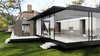 Modern home with Outdoor, Walkways, Vegetables, Flowers, Gardens, Grass, Large Pools, Tubs, Shower, Trees, Garden, Landscape Lighting, Swimming Pools, Tubs, Shower, Large Patio, Porch, Deck, Decking Patio, Porch, Deck, and Vertical Fences, Wall. Corner close-up of the house extension Photo 3 of Home & Art studio for Mrs L