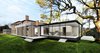 Modern home with Outdoor, Large Pools, Tubs, Shower, Swimming Pools, Tubs, Shower, Landscape Lighting, Garden, Flowers, Large Patio, Porch, Deck, Gardens, Decking Patio, Porch, Deck, Grass, Vertical Fences, Wall, Vegetables, and Trees. Corner View of the house extension Photo 2 of Home & Art studio for Mrs L