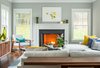 Modern home with Living Room, Standard Layout Fireplace, Sofa, Ottomans, Chair, Bench, Console Tables, and Medium Hardwood Floor. The final effect is a highly elegant and wholly modern interpretation of the American suburban home. Photo 8 of Contemporary Westchester Home
