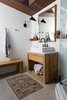 Modern home with Ceiling Lighting, Concrete Floor, Accent Lighting, and Recessed Lighting. Modern pool house bathroom, designed by JBellessa Design. Photo 15 of Modern Mountain Pool House