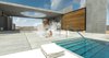 Modern home with Outdoor, Concrete Patio, Porch, Deck, Hardscapes, Swimming Pools, Tubs, Shower, Large Pools, Tubs, Shower, Concrete Fences, Wall, Large Patio, Porch, Deck, Infinity Pools, Tubs, Shower, and Back Yard. swimming pool Photo 6 of CasaPlutonia Retreat