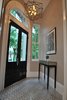 Modern home with Hallway and Travertine Floor. Michael Molesky Interior Design. Modern entrance foyer in a DC townhouse. New mosaic floor helps bridge the traditional and the modern. Photo 6 of Historic Townhouse Made Modern