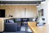 Modern home with Living Room, Pendant Lighting, Sofa, and Ceramic Tile Floor. solid oak dining table, all lamps are french brand Lampe Gras Photo 8 of Mountain Apartment in Ore Mountain, Czech Republic