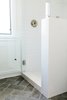 Modern home with Bath Room, Ceramic Tile Wall, Engineered Quartz Counter, Drop In Sink, Corner Shower, Porcelain Tile Floor, One Piece Toilet, Subway Tile Wall, Enclosed Shower, and Wall Lighting. Master bathroom stand in shower Photo 7 of Brand New Renovation, Designer Furnishings Near Laguna Main Beach & Village