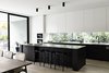 Modern home with Marble Counter, Ceiling Lighting, and Light Hardwood Floor. Canny 'The New' Kitchen Photo 16 of The New