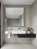 Modern home with Bath Room, Open Shower, Wall Mount Sink, Tile Counter, and Ceiling Lighting. McCrae House 1 Photo 8 of McCrae House 1 & 2