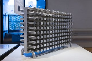 For an exhibition entitled What Matter_s, 10 design studios teamed up with 10 material researchers to create extraordinary new objects. Wang & Söderström worked with Prof. Magnus Borgström and Dr. Vilgailė Dagytė to create an electricity-free "radiator" that uses a phase change material to regulate heat in a room.