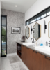 Modern home with Bath Room, Ceiling Lighting, Marble Floor, Wall Lighting, Full Shower, Subway Tile Wall, Enclosed Shower, Vessel Sink, Concrete Counter, Corner Shower, and Ceramic Tile Wall. Master Bath Detail 01 Photo 9 of 400 SOLA