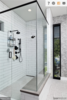 Modern home with Bath Room, Ceiling Lighting, Concrete Counter, Vessel Sink, Enclosed Shower, Full Shower, Marble Floor, Corner Shower, Ceramic Tile Wall, Subway Tile Wall, and Wall Lighting. Master Bath Detail 02 Photo 10 of 400 SOLA