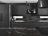 Modern home with Kitchen, Laminate Counter, Drop In Sink, Laminate Cabinet, and Refrigerator. The entire kitchen wall by Lignum Cabinets is made from laminates and features functional peg board-like shelving above the sink, allowing it to be customized to the homeowner's needs. Photo 3 of Details