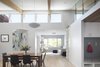 Modern home with Living Room, Sofa, Chair, Accent Lighting, Bookcase, Bench, Recessed Lighting, and Light Hardwood Floor. Ladder to loft adds a playful element. Photo 4 of Hedge