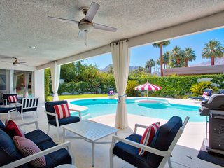 Plenty of lounge seating on the patio encourages lingering outdoors.