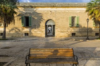 Palazzo Daniele's front entrance. Its mid 19th-century Neoclassical architecture is common to the region, which is also known for Baroque and Byzantine structures.