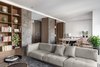 Modern home with Living Room, Sofa, Bookcase, Coffee Tables, Medium Hardwood Floor, and Ceiling Lighting. Living Room Photo 2 of House A326