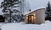 Modern home with Outdoor, Wood Fences, Wall, Side Yard, Back Yard, Desert, Grass, Decking Patio, Porch, Deck, Trees, Woodland, Gardens, Metal Fences, Wall, Small Patio, Porch, Deck, Field, Wood Patio, Porch, Deck, Garden, Shrubs, and Front Yard. Exterior view Photo of FLEXSE