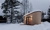 Modern home with Exterior, Metal Roof Material, Cabin Building Type, Wood Siding Material, Tiny Home Building Type, and Shed RoofLine. As a modern interpretation of the classic Finnish grill house, FLEXSE has a distinct slope-roofed silhouette and tightly spaced, narrow vertical wood paneling on the exterior. Photo 10 of FLEXSE