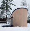 Modern home with Exterior, Cabin Building Type, Metal Roof Material, Wood Siding Material, Shed RoofLine, and Tiny Home Building Type. To optimize versatility, “the structure can be positioned on different foundations—concrete slab, metal piers, etc., which allows for placing it in the most remote areas, even on water,” says the firm. Photo 8 of FLEXSE