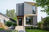 Modern home with Exterior, House Building Type, Wood Siding Material, Metal Siding Material, and Flat RoofLine. View from the street looking towards the front entrance Photo 3 of Tesseract House