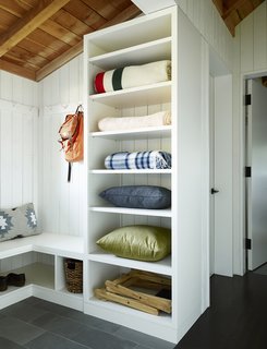 Long Cabin entry storage.