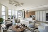 Modern home with Kitchen, Open Cabinet, Laminate Cabinet, Wood Cabinet, and White Cabinet. Ornare Kitchen with Integrated Living Space Photo of BRICKELL PH REIMAGINED BY EOLO DESIGN, OPENING SPACES FOR ENTERTAINING AND HIGH DESIGN WITH ORNARE KITCHENS, CLOSET AND BATH