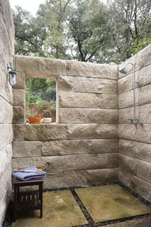 The outdoor shower is located right off the main balcony and living room.