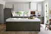 Modern home with Kitchen, Engineered Quartz Counter, Refrigerator, Colorful Cabinet, Range, White Cabinet, Medium Hardwood Floor, Range Hood, and Undermount Sink. New Kitchen Photo 9 of Albemarle Addition / Renovation