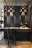 Modern home with Office, Lamps, Desk, Study Room Type, Chair, and Light Hardwood Floor. The surrounding layer of brass creates both separation from and an intimacy with the spaces behind. Photo 6 of The Layers apartment