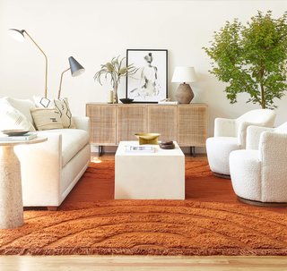 All six patterns are available as rugs, lumbar pillows, and throw pillows. 